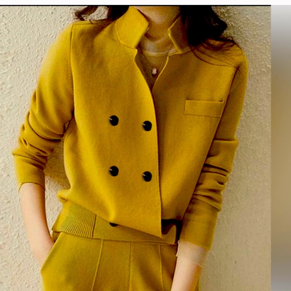 Stylewe Plus Size Cardigan. Faux Double Breasted. Size 1X. Deep Gold. NWT